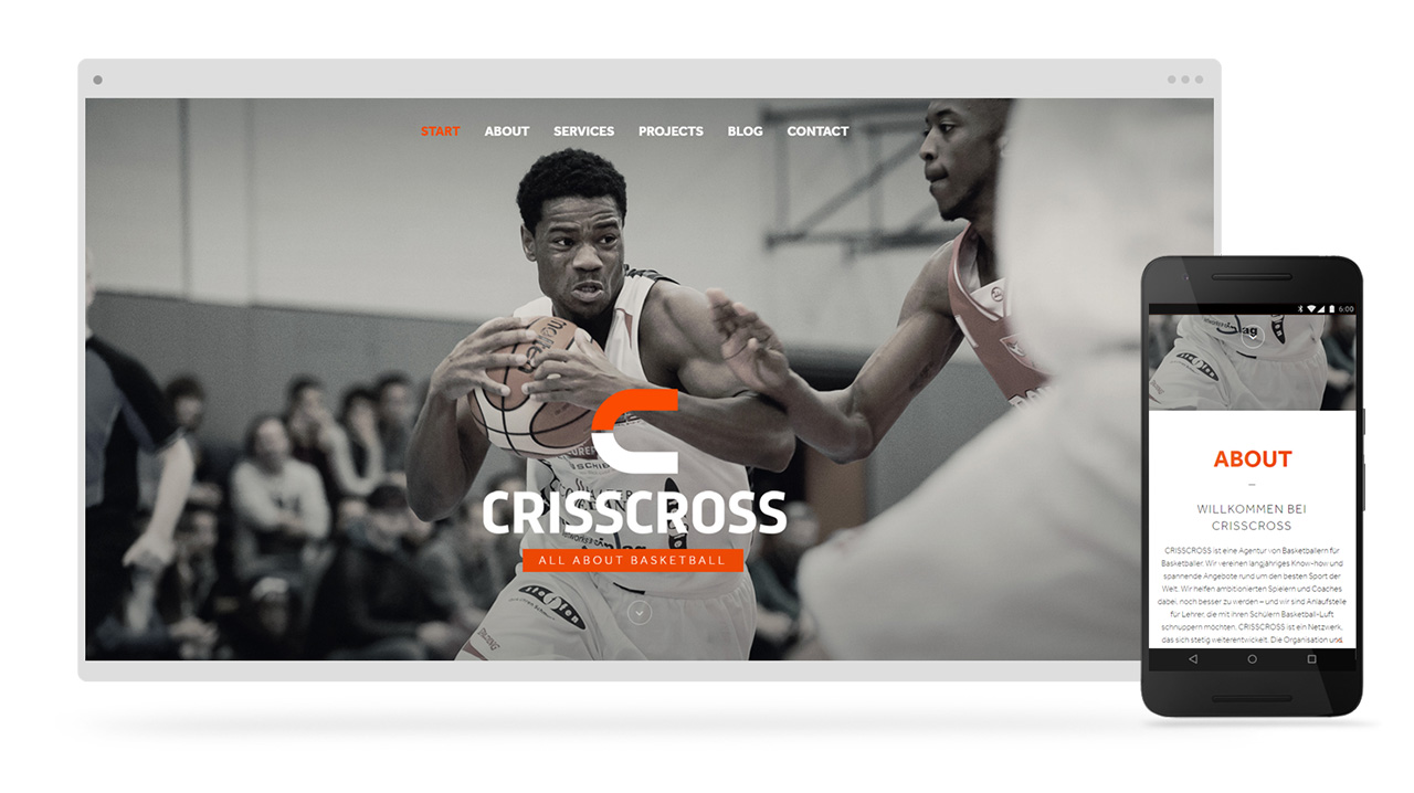 Onepage Basketball Webdesign
